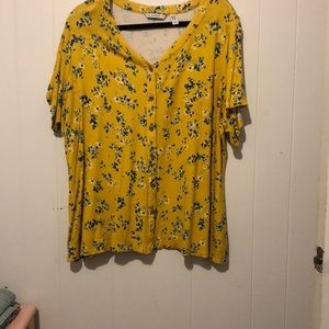 Yellow flora plus size top